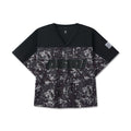 flatlay Ion-Mesh™ Crop Jersey in black with pixel camo pattern, front view