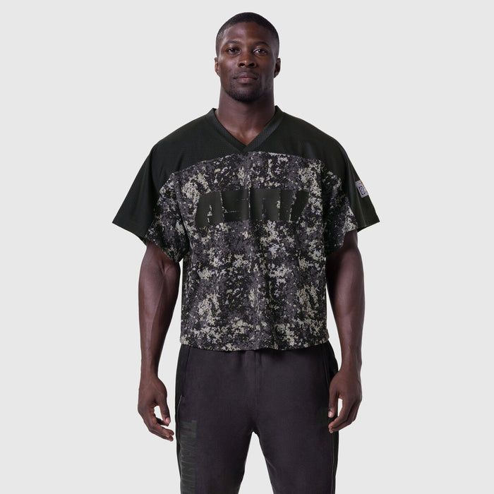 Ion-Mesh™ Crop Jersey in black pixel camo, worn by model, front view