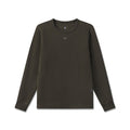 Flatlay of waffle knit longsleeve in olive, front view