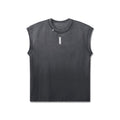 flatlay Tech Essential Cap Shoulder Cutoff sleeveless tank in black sun fade, front view