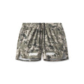 Flatlay of Aerotex™ 3" Distance Shorts in digital camo Blade pattern, front and back view