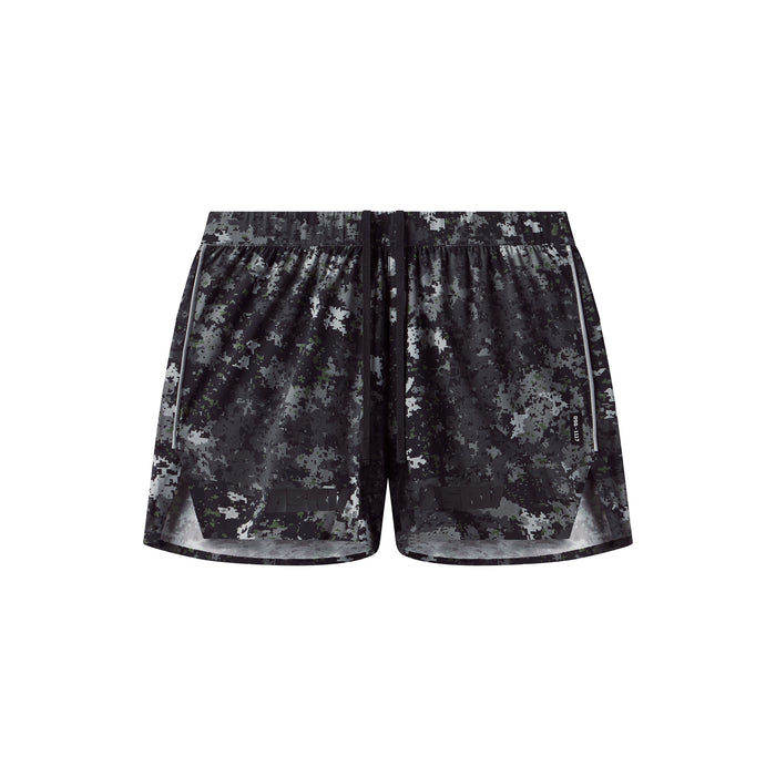 flatlay Aerotex Distance Short in Pixel Camo Blade, front view