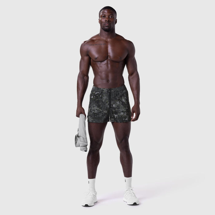 Aerotex 3" Distance Short in Pixel Camo Blade, worn by model standing facing camera