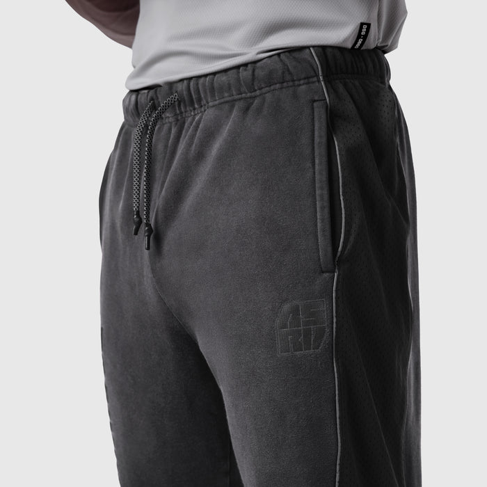 Black Tech-Terry Mesh Panel Sweats worn by model, side view detail of pocket and drawstring