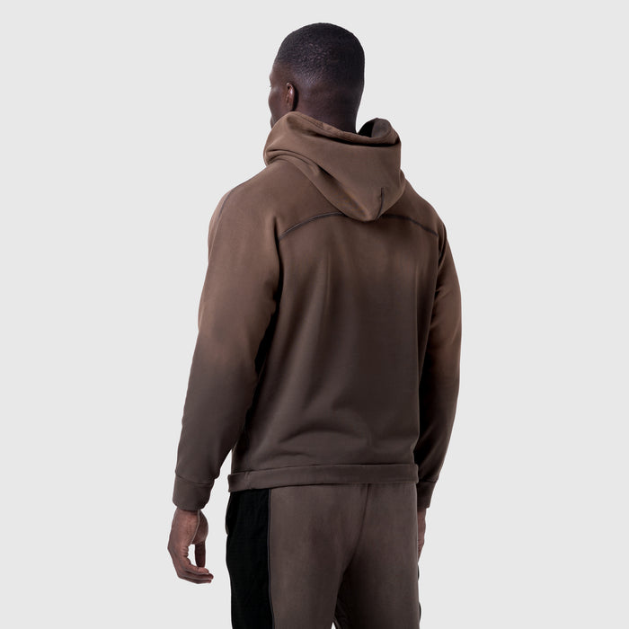 Tech-Terry Training Hoodie in dark earth, back view on model