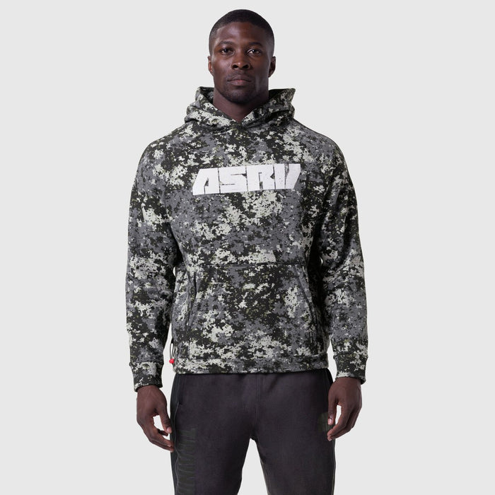 1121. Tech-Terry™ Training Hoodie in Pixel Camo Blade worn by model, front view