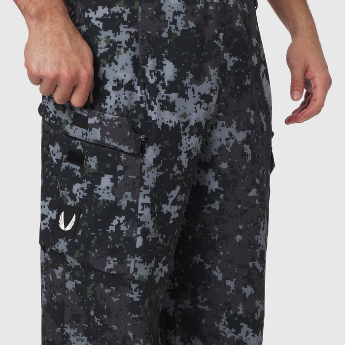 Tetra-Lite® Cargo City Pant in pixel camo worn by model, side view
