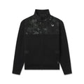 Flatlay of Dri-Core Sidelock Full Zip jacket in black with textured panel detail, front view