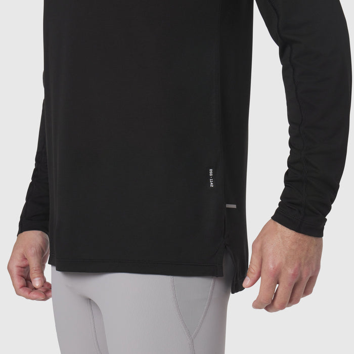 Polartec® Delta Longsleeve in black, worn by model showing side torso and sleeve detail