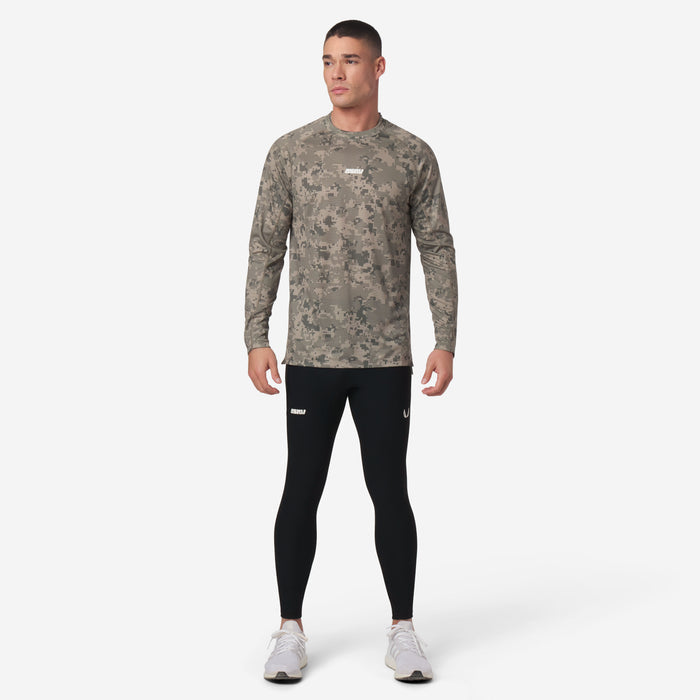 Polartec® Delta Longsleeve in digital camo worn by model with black leggings
