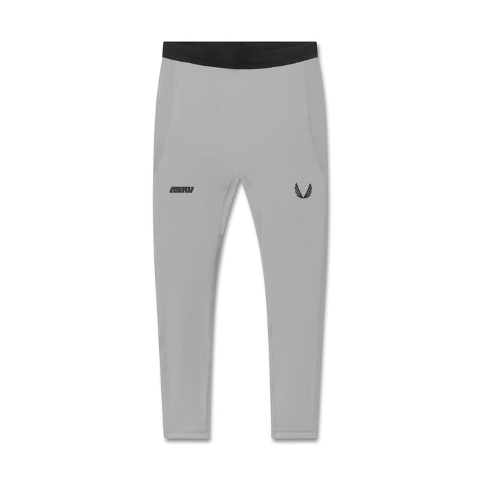 flatlay Lycra® Ribbed Running Tight in slate grey, front view