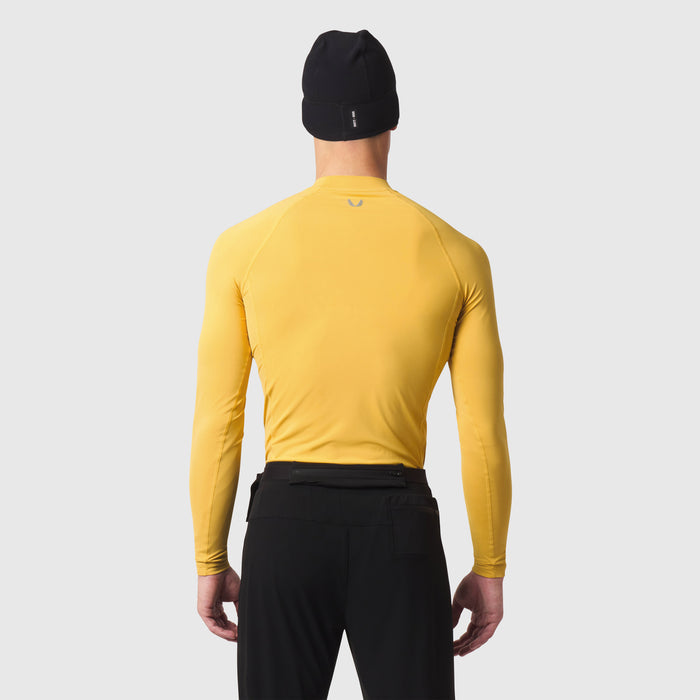 LYCRA® ADAPTIV Baselayer Longsleeve in amber yellow, back view on model