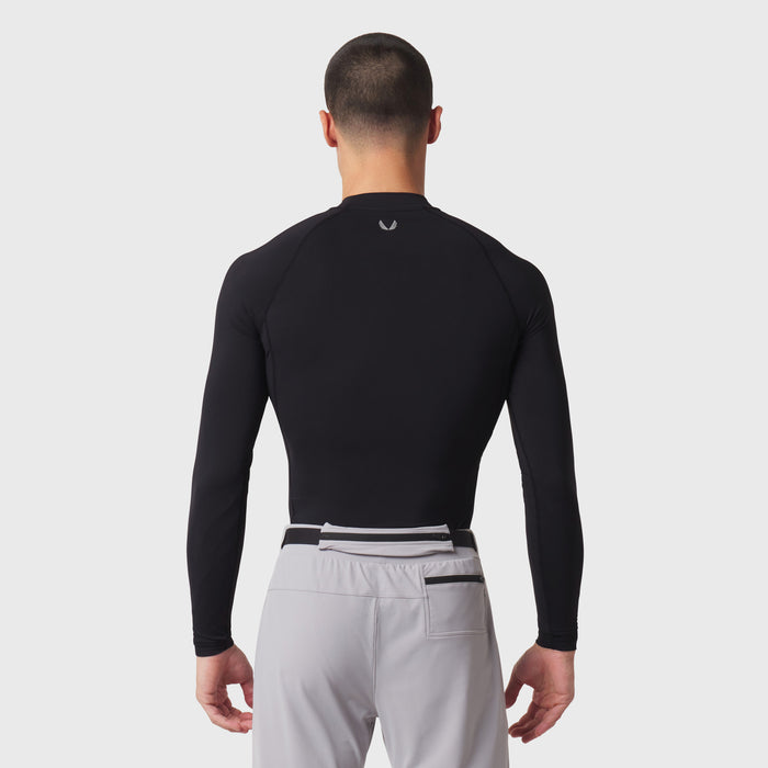 LYCRA® ADAPTIV Baselayer Longsleeve in black, back view on model