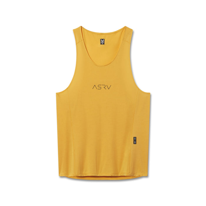 flatlay Polartec® Delta Singlet in amber yellow, front view
