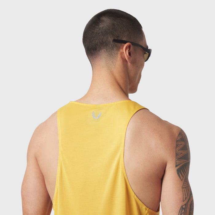 Polartec® Delta Singlet in amber yellow, rear view on model
