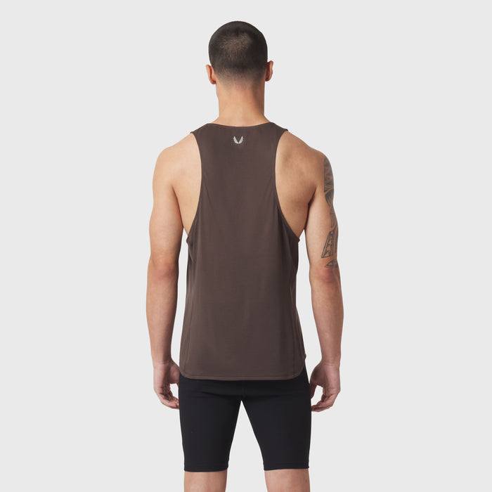 Polartec® Delta Singlet in Dark Earth, back view on model