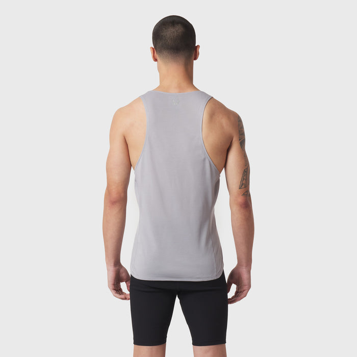 Polartec® Delta Singlet in slate grey, back view on model