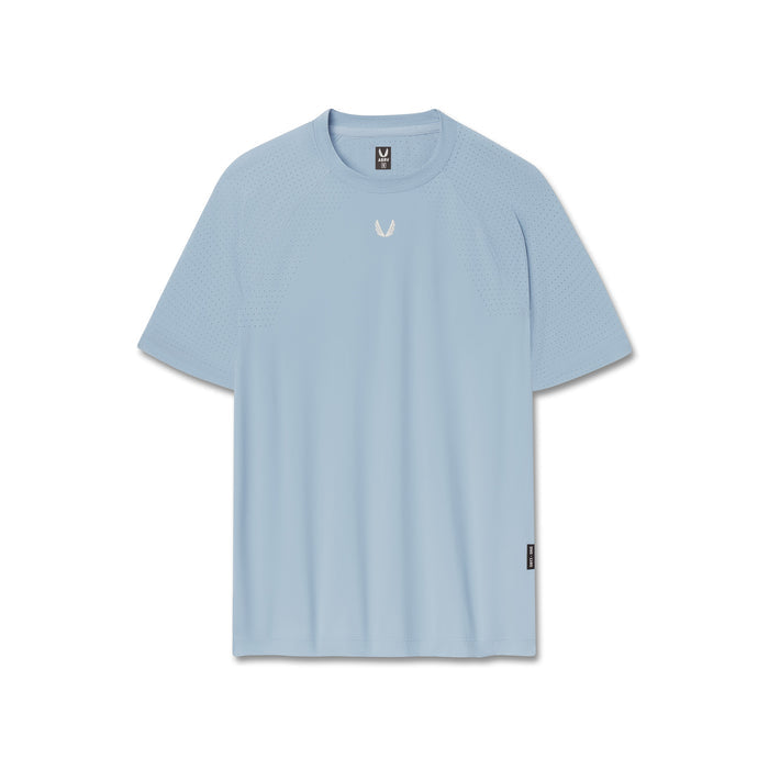 flatlay Laser-Vent Training Tee in light sky blue, front view