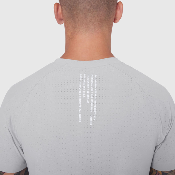 Laser-Vent™ Training Tee in Slate Grey, back view on model showing perforated fabric detail