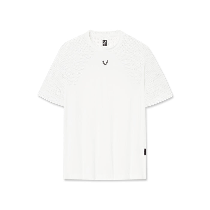 flatlay Laser-Vent Training Tee in white, front view
