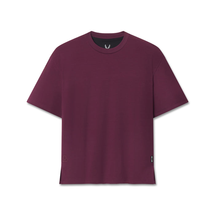 Flatlay of SUPIMA® Ice-Skin™ Reversible Tee in Merlot, front view