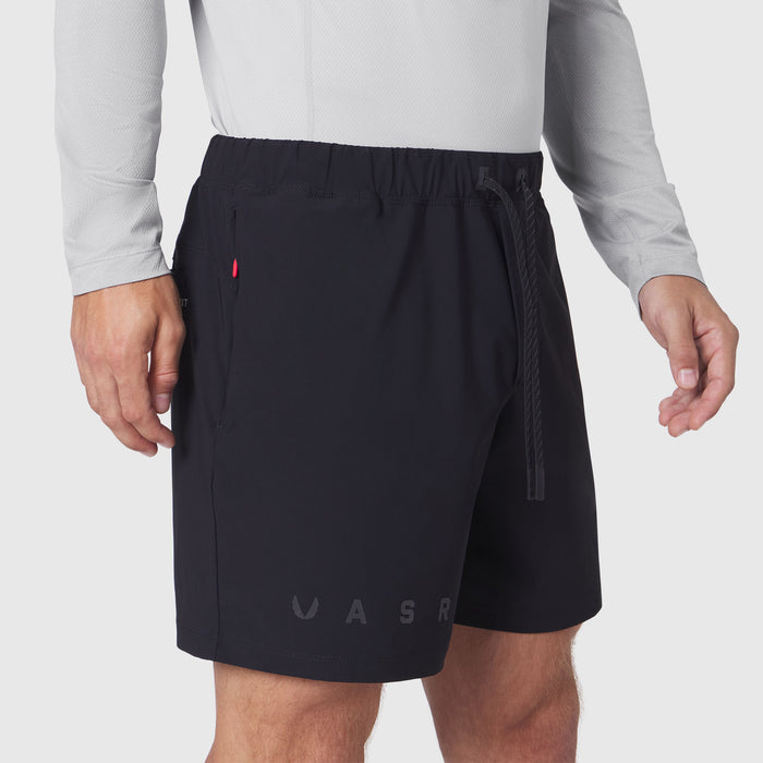 Revolutional Training Short in black worn by model, side view