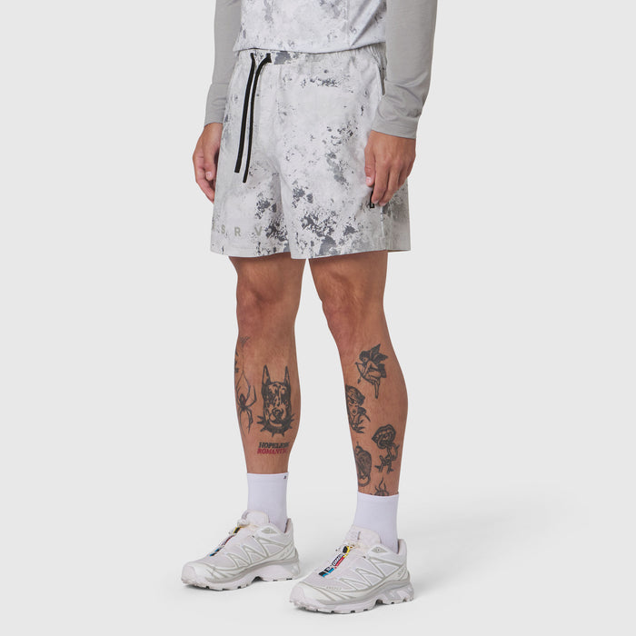 Revolutional Training Short in Sedona Snow Camo worn by model, front view