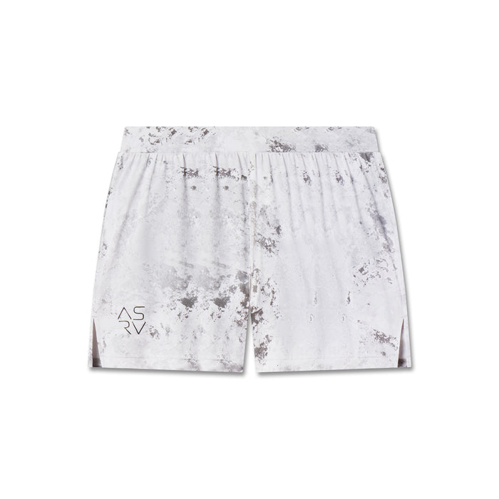 flatlay of Aerotex Distance Run Shorts in Sedona Snow Camo, front view