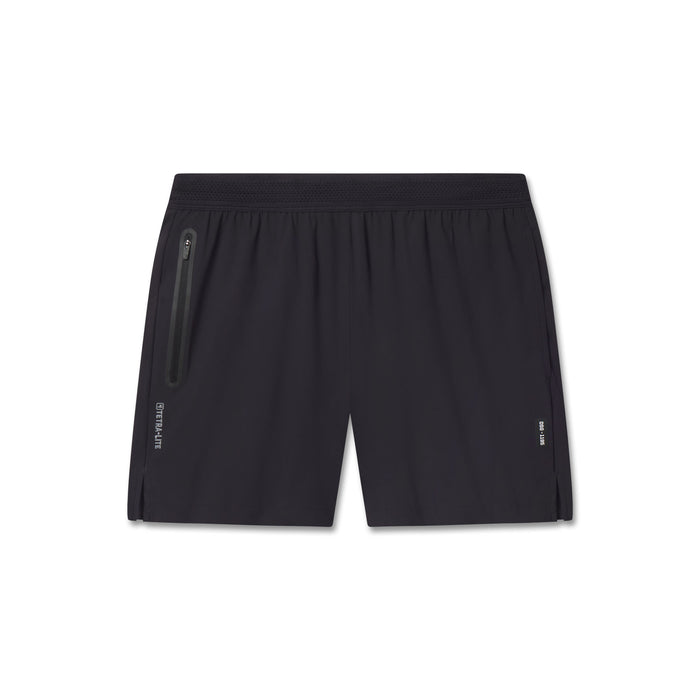flatlay TETRA-LITE® 5" Linerless Training Short in black, front view