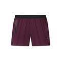flatlay TETRA-LITE 5" linerless training shorts in merlot, front view