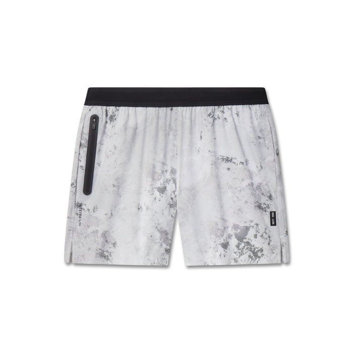 flatlay TETRA-LITE 5" Linerless Training Short in Sedona Snow Camo, front view