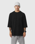 1203. Tech-Waffle™ 3/4-Sleeve Oversized Tee - Black