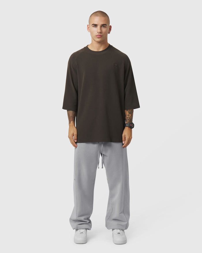 1203. Tech-Waffle™ 3/4-Sleeve Oversized Tee - Dark Earth