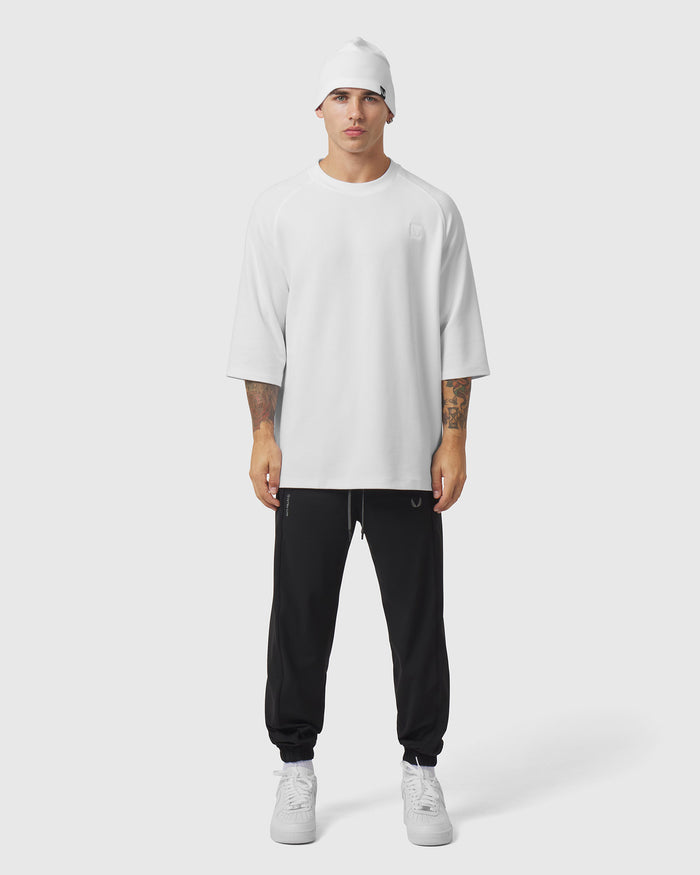 1203. Tech-Waffle™ 3/4-Sleeve Oversized Tee - White
