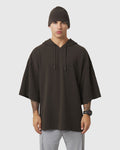1204. Tech-Waffle™ Short Sleeve Oversized Hoodie - Dark Earth