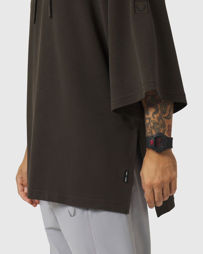 1204. Tech-Waffle™ Short Sleeve Oversized Hoodie - Dark Earth