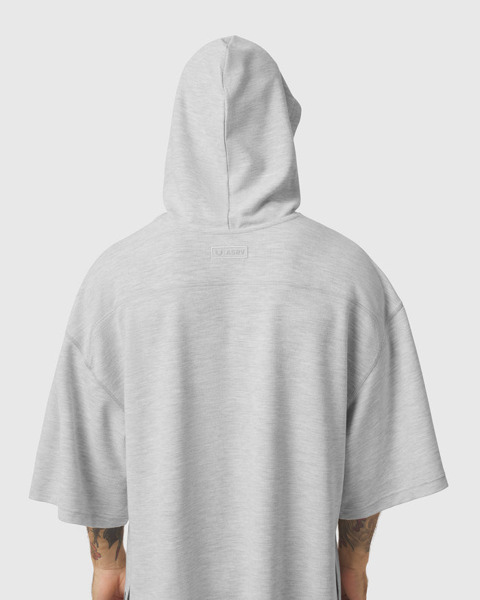 1204. Tech-Waffle™ Short Sleeve Oversized Hoodie - Heather Grey