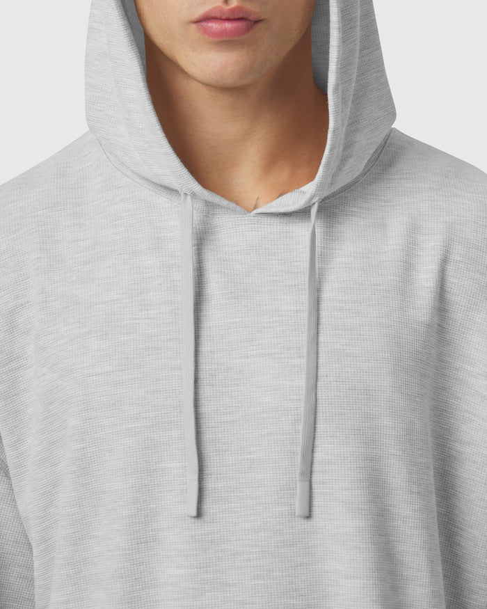 1204. Tech-Waffle™ Short Sleeve Oversized Hoodie - Heather Grey