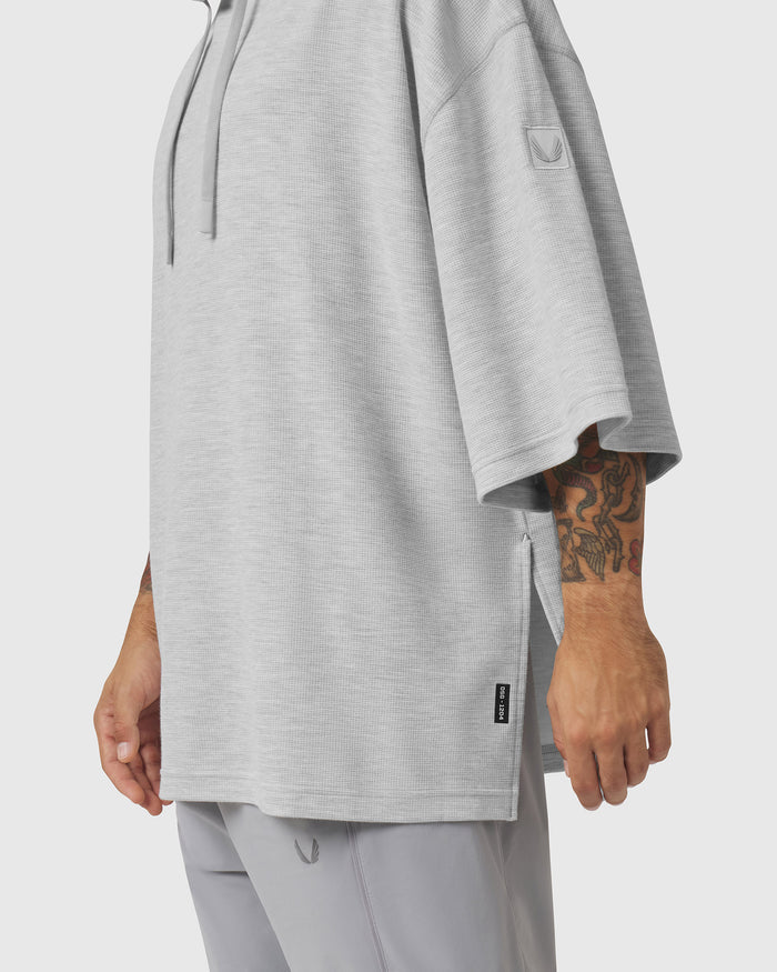 1204. Tech-Waffle™ Short Sleeve Oversized Hoodie - Heather Grey