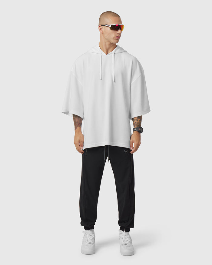 1204. Tech-Waffle™ Short Sleeve Oversized Hoodie - White