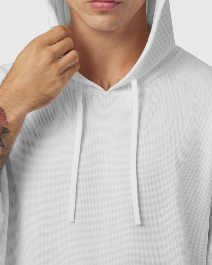 1204. Tech-Waffle™ Short Sleeve Oversized Hoodie - White