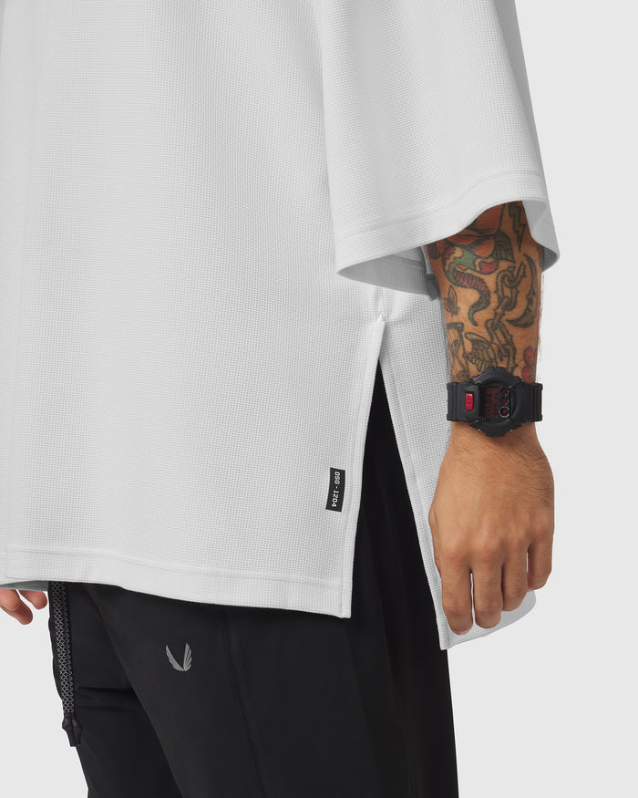 1204. Tech-Waffle™ Short Sleeve Oversized Hoodie - White