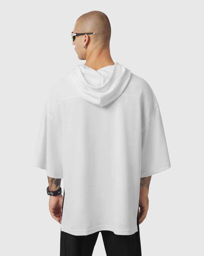 1204. Tech-Waffle™ Short Sleeve Oversized Hoodie - White
