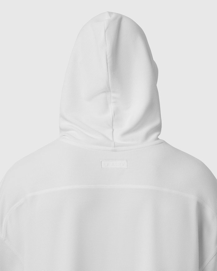 1204. Tech-Waffle™ Short Sleeve Oversized Hoodie - White