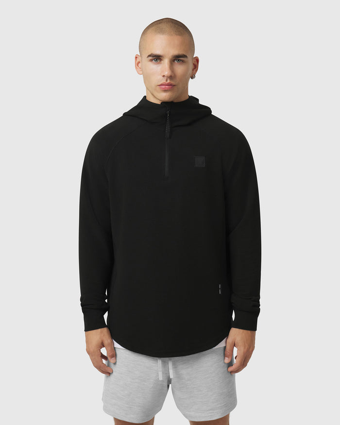 1205. Tech-Waffle™ Quarter Zip Hoodie - Black