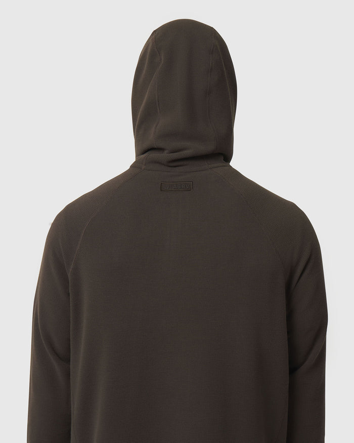 1205. Tech-Waffle™ Quarter Zip Hoodie - Dark Earth