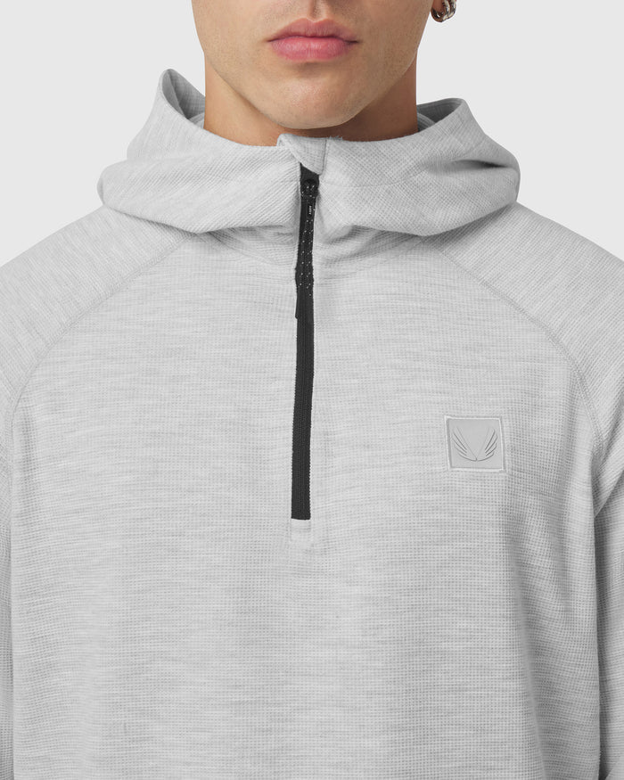 1205. Tech-Waffle™ Quarter Zip Hoodie - Heather Grey