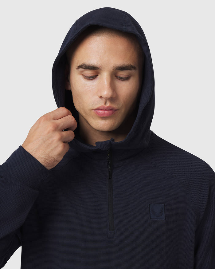 1205. Tech-Waffle™ Quarter Zip Hoodie - Navy
