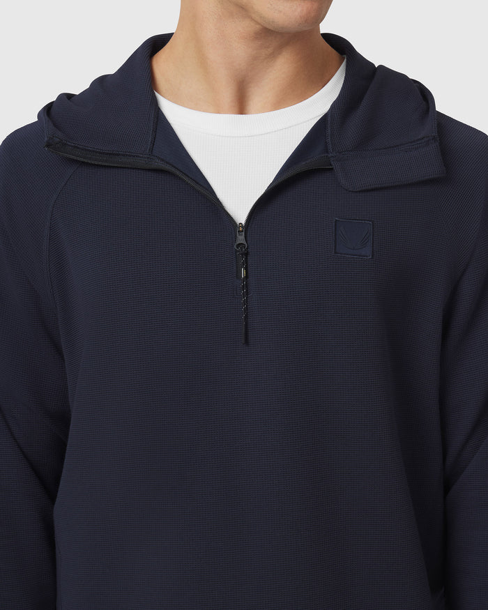 1205. Tech-Waffle™ Quarter Zip Hoodie - Navy