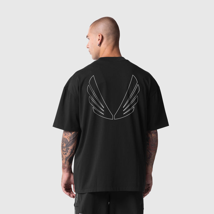1208. Tech Essential™ Oversized Boxy Tee - Black "Future"